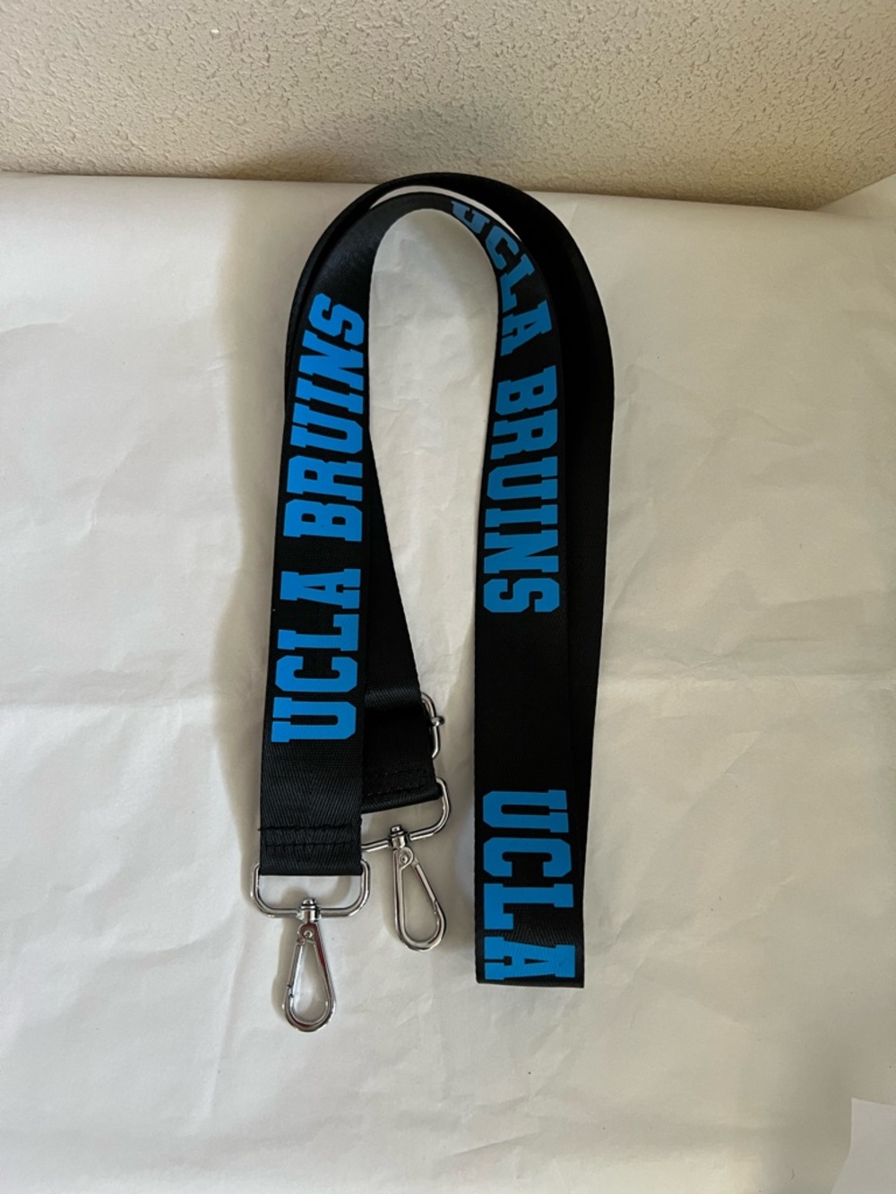 UCLA Bruins Lanyard Black Blue 1.5" Wide with Metal Clips Adjustable Bag Strap